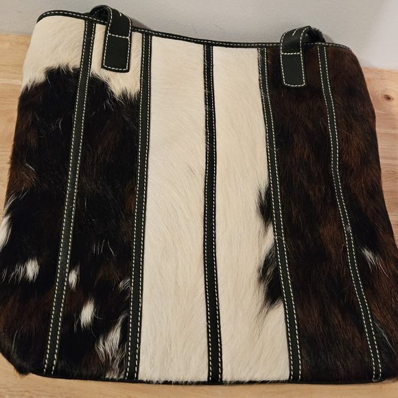 T Notio Tri-Colored Genuine Cow Hair Large Handbag Made in Bogata, Columbia New - Picture 1 of 5